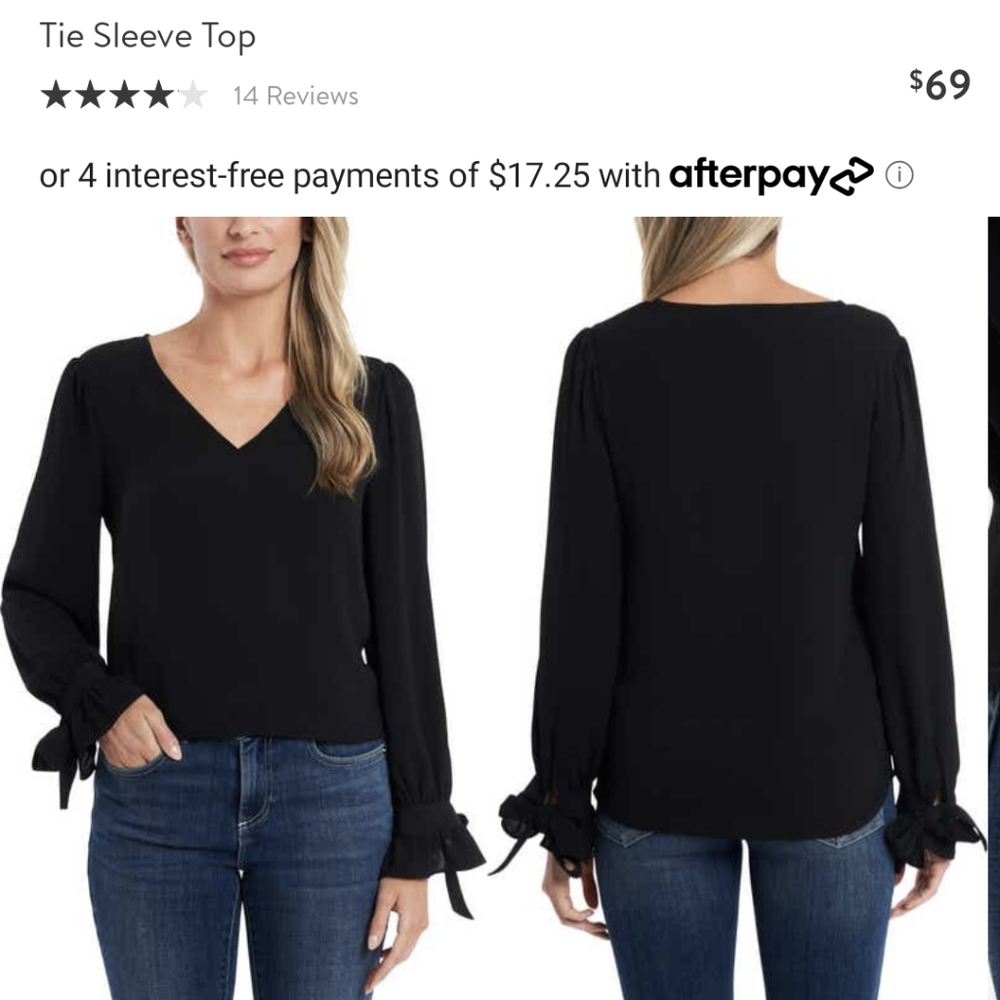 CeCe tie sleeve top sz L